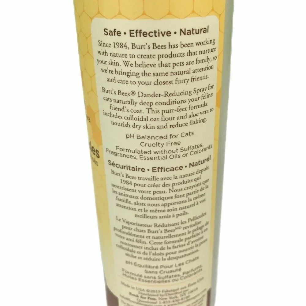 Burt'S Bees Cat Dander Reducing Spray Colloidal Oat Flour & Aloe Vera (2)